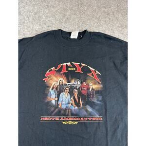 VINTAGE Styx North American Tour Shirt Mens Black Graphic Band Concert Tee XL